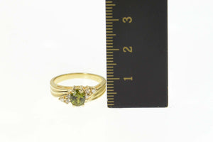 14K Oval Tsavorite Garnet Diamond Engagement Ring Size 5.25 Yellow Gold