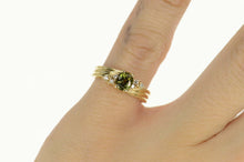 Load image into Gallery viewer, 14K Oval Tsavorite Garnet Diamond Engagement Ring Size 5.25 Yellow Gold