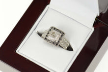 Load image into Gallery viewer, 14K Princess White &amp; Black Diamond Engagement Ring Size 4.5 White Gold