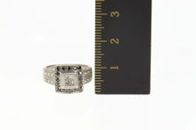 Load image into Gallery viewer, 14K Princess White &amp; Black Diamond Engagement Ring Size 4.5 White Gold