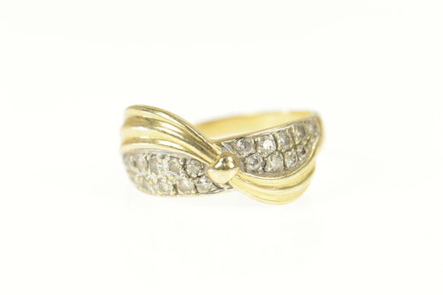 14K 0.63 Ctw Pave Diamond Criss Cross Band Ring Size 8.25 Yellow Gold
