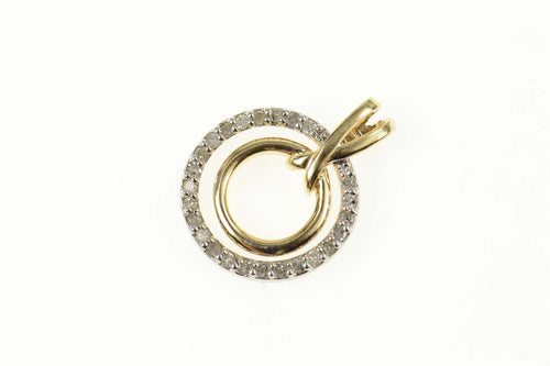 10K Two Tone Diamond Circle Journey Symbol Pendant Yellow Gold
