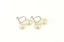 Load image into Gallery viewer, 10K Retro 11.2mmm Two Pearl Screw Back Classic Earrings White Gold