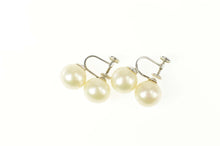 Load image into Gallery viewer, 10K Retro 11.2mmm Two Pearl Screw Back Classic Earrings White Gold