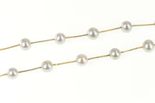 Load image into Gallery viewer, 14K 5.6mm Silver Blue Pearl Box Chain Statement Necklace 17.25&quot; Yellow Gold