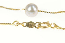 Load image into Gallery viewer, 14K 5.6mm Silver Blue Pearl Box Chain Statement Necklace 17.25&quot; Yellow Gold