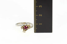 Load image into Gallery viewer, 14K 0.68 Ctw Ruby Diamond Bypass Engagement Ring Size 6.75 White Gold