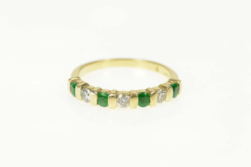 14K 0.66 Ctw Emerald Diamond Wedding Band Ring Size 7.5 Yellow Gold
