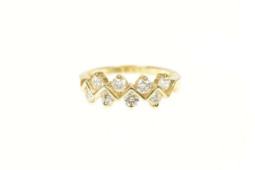 14K 1.20 Ctw Diamond Zig Zag Wedding Band Ring Size 6.75 Yellow Gold