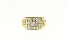 Load image into Gallery viewer, 14K 1.30 Ctw Diamond Squared Men&#39;s Statement Ring Size 10.5 Yellow Gold