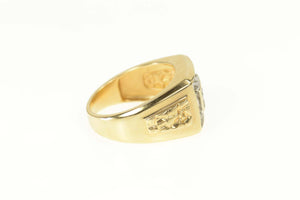 14K 1.30 Ctw Diamond Squared Men's Statement Ring Size 10.5 Yellow Gold