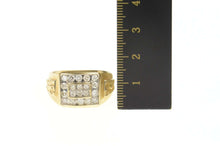 Load image into Gallery viewer, 14K 1.30 Ctw Diamond Squared Men&#39;s Statement Ring Size 10.5 Yellow Gold