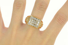 Load image into Gallery viewer, 14K 1.30 Ctw Diamond Squared Men&#39;s Statement Ring Size 10.5 Yellow Gold