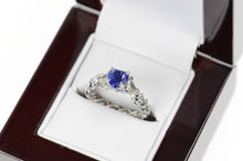 Load image into Gallery viewer, Platinum Heart Tanzanite Diamond Accent Engagement Ring Size 5