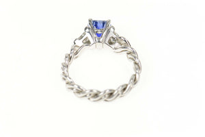 Platinum Heart Tanzanite Diamond Accent Engagement Ring Size 5