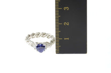 Load image into Gallery viewer, Platinum Heart Tanzanite Diamond Accent Engagement Ring Size 5