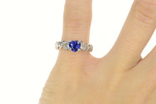 Load image into Gallery viewer, Platinum Heart Tanzanite Diamond Accent Engagement Ring Size 5