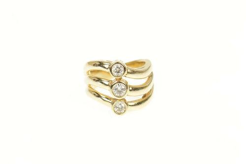 14K 0.67 Ctw Retro Tiered Diamond Engagement Ring Size 5.5 Yellow Gold