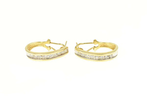 14K 1.28 Ctw Oval Diamond French Clip Hoop Earrings Yellow Gold