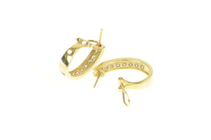 14K 1.28 Ctw Oval Diamond French Clip Hoop Earrings Yellow Gold