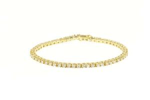 14K 2.00 Ctw Classic Round Diamond Tennis Bracelet 7" Yellow Gold