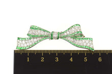 Load image into Gallery viewer, Platinum 4.65 Ctw Victorian Diamond Emerald Bow Pin/Brooch