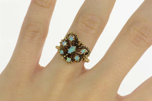 14K Natural Opal Ornate Butterfly Cocktail Ring Size 6.25 Yellow Gold