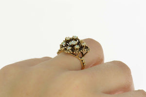 14K Natural Opal Ornate Butterfly Cocktail Ring Size 6.25 Yellow Gold