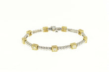 Load image into Gallery viewer, 14K 0.54 Ctw Two Tone Square Link Twist Bar Bracelet 7&quot; White Gold