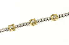 Load image into Gallery viewer, 14K 0.54 Ctw Two Tone Square Link Twist Bar Bracelet 7&quot; White Gold