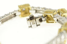 Load image into Gallery viewer, 14K 0.54 Ctw Two Tone Square Link Twist Bar Bracelet 7&quot; White Gold