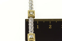 Load image into Gallery viewer, 14K 0.54 Ctw Two Tone Square Link Twist Bar Bracelet 7&quot; White Gold