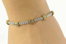 Load image into Gallery viewer, 14K 0.54 Ctw Two Tone Square Link Twist Bar Bracelet 7&quot; White Gold