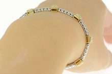 Load image into Gallery viewer, 14K 0.54 Ctw Two Tone Square Link Twist Bar Bracelet 7&quot; White Gold