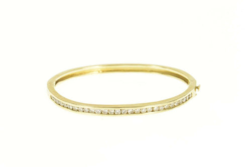 14K 1.68 Ctw Classic Diamond Oval Bangle Bracelet 6.75