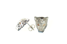 Load image into Gallery viewer, 14K Ruby Eyed Leopard Cheetah Head Stud Earrings White Gold