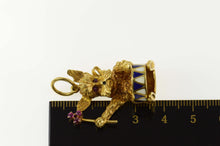 Load image into Gallery viewer, 18K 1960&#39;s Ruby Enamel Drummer Dog Schnauzer Charm/Pendant Yellow Gold
