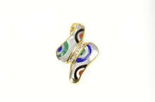 Load image into Gallery viewer, 14K Geometric Stone Inlay Diamond Bypass Slide Pendant Yellow Gold