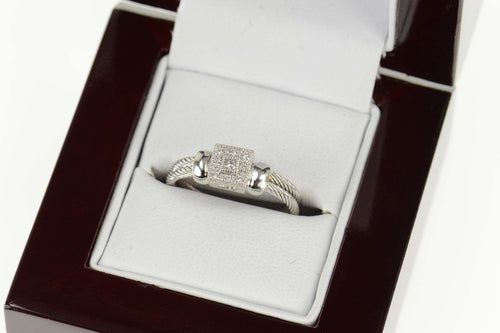 18K Squared Diamond Halo Promise Engagement Ring Size 6.25 White Gold