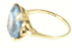 10K 1940's Classic Syn. Blue Topaz Statement Ring Size 5.75 Yellow Gold