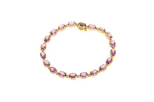 Load image into Gallery viewer, 14K Oval Purple Tourmaline Classic Statement Bracelet 7.25&quot; Yellow Gold