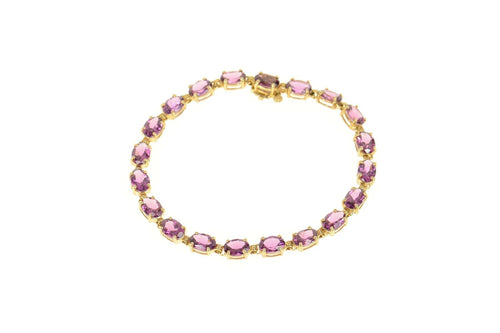 14K Oval Purple Tourmaline Classic Statement Bracelet 7.25