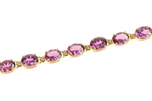 Load image into Gallery viewer, 14K Oval Purple Tourmaline Classic Statement Bracelet 7.25&quot; Yellow Gold