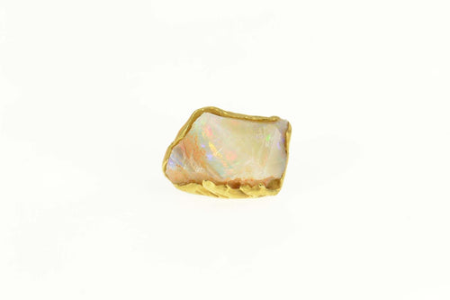 18K Raw Natural Opal Stone Unique Lapel Pin/Brooch Yellow Gold