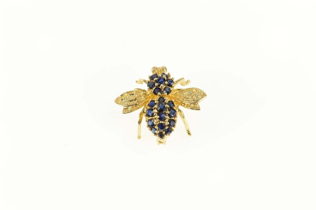 14K Sapphire Honey Bumble Bee Fly Charm/Pendant Yellow Gold