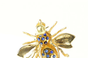 14K Sapphire Honey Bumble Bee Fly Charm/Pendant Yellow Gold
