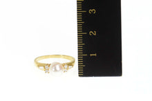 Load image into Gallery viewer, 14K Mikimoto Pearl Diamond Classic Engagement Ring Size 6.5 Yellow Gold