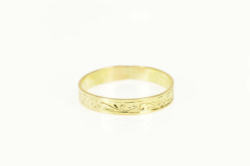 14K Ornate Etched Scroll Men's Wedding Band Ring Size 12 Yellow Gold