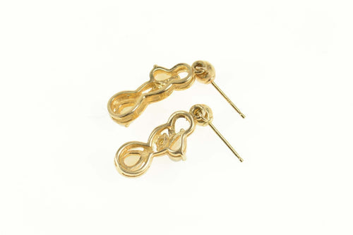14K Natural Opal Diamond Accent Dangle Earrings Yellow Gold