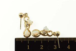 14K Natural Opal Diamond Accent Dangle Earrings Yellow Gold